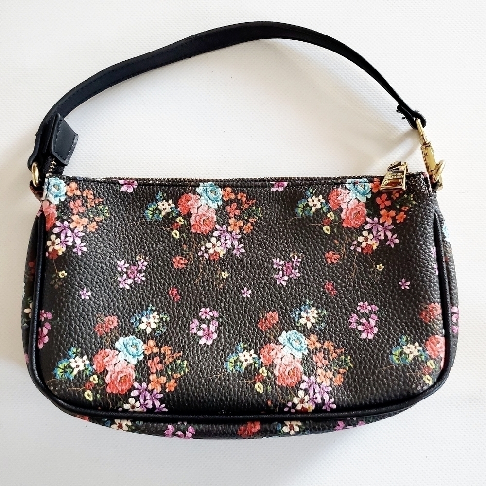 Steven Madden Small Floral Purse Black Red - Picture 2 of 13